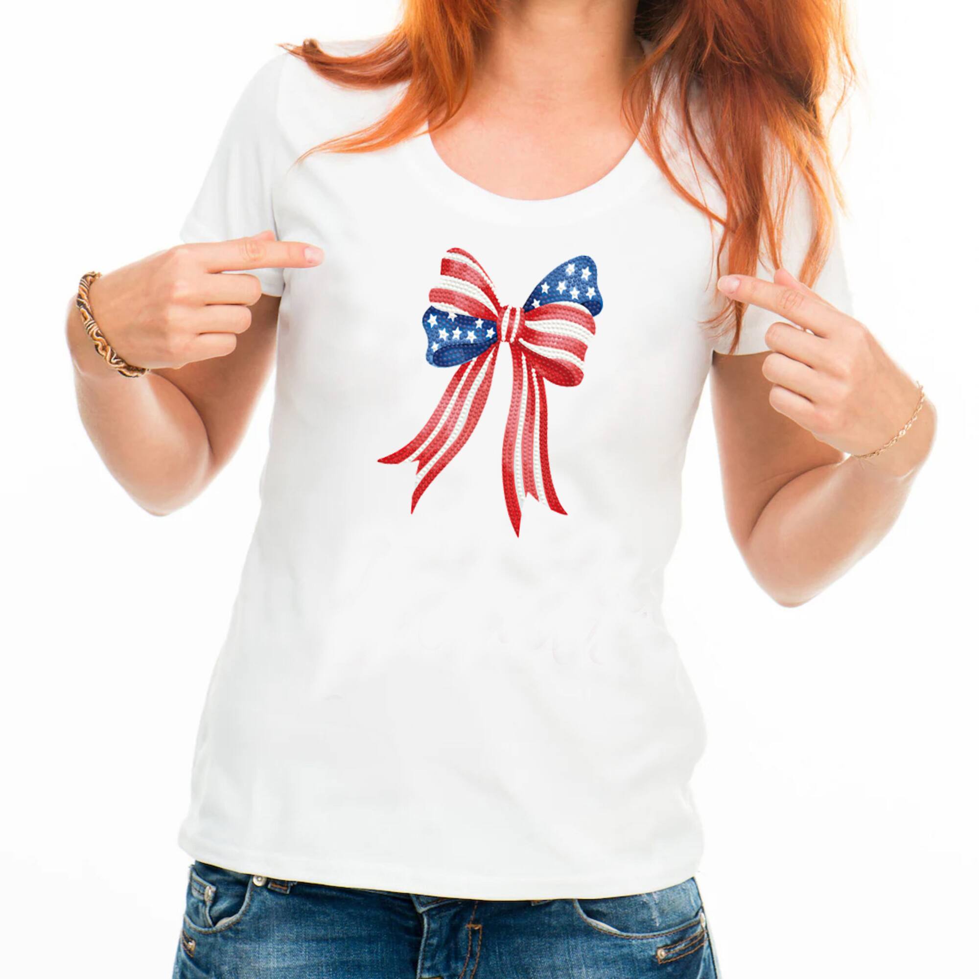 Diamond Dotz® Red, White & Blue Stars & Stripes Bow Iron-On 'n' Dot Kit